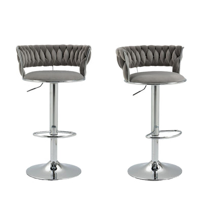 COOLMORE 360 Grad drehbare Barhocker 2 Stück Set höhenverstellbare Stühle mit Fußstütze für Küche, Esszimmer, Insel, Bar, Weinkeller, Büro, Wohnzimmer, Wohnzimmer, Silber, Modern Style, High-End Style