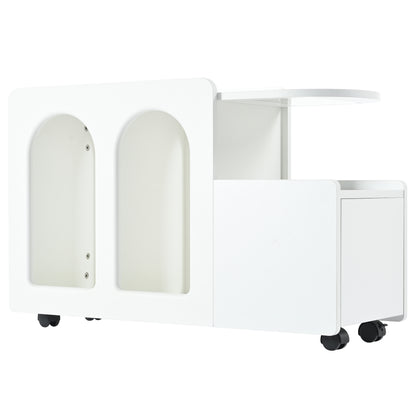 Beistellschrank mit Rollen, vielseitiger Aufbewahrungswagen für Wohnzimmer, Esszimmer und Schlafzimmer, Weißer