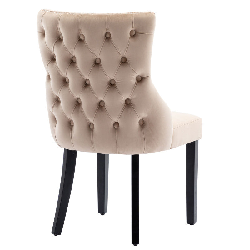 4-Fußstuhl, Stuhl Beige Samt Esszimmerstuhl, mit Knopfsteppung, Gestell aus Massivholz, Beige(Set, 4 St)