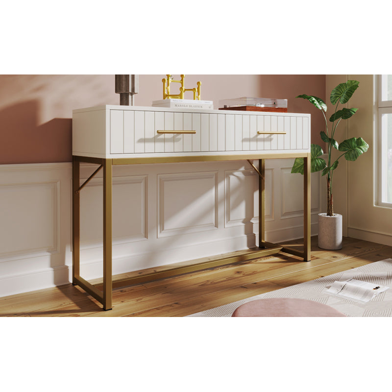 Schminktisch mit 2 Schubladen 75cm Höhe ,Kommode Schlafzimmer Highboard Weiss Sideboard Schubladenkommode Kommode für Schlafzimmer, Weiß -H75/B100/T45 cm