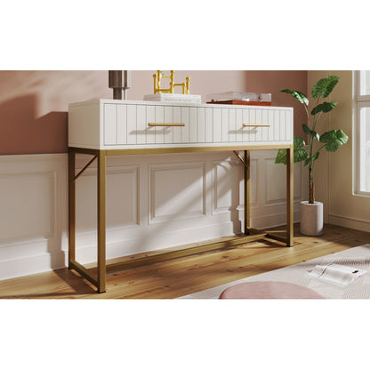 Schminktisch mit 2 Schubladen 75cm Höhe ,Kommode Schlafzimmer Highboard Weiss Sideboard Schubladenkommode Kommode für Schlafzimmer, Weiß -H75/B100/T45 cm