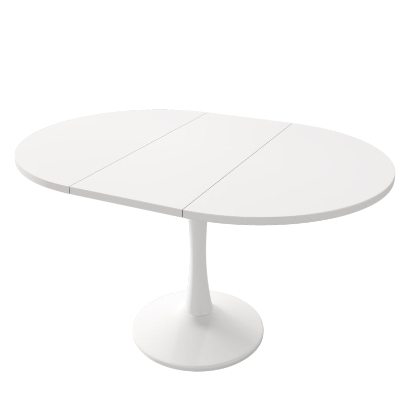 Ausziehbarer Esstisch, ovaler Esstisch, Länge 100/140 x Breite 100 x Höhe 75 cm,  weiß