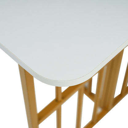 Essgruppe, (Set mit Esstisch, 6 Stühlen), Weiß und Gold