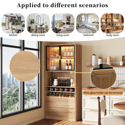 Badezimmerschrank,Spirituosenschrank,Vitrine Vitrinenschrank mit Glastüren und Beleuchtung 180 CM