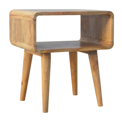 Solid Wood Nachtschrank Braun – Nachttisch aus Mangoholz mit offenem Fach – Handgefertigter Beistelltisch im Nordic-Stil – 45x35x50 cm