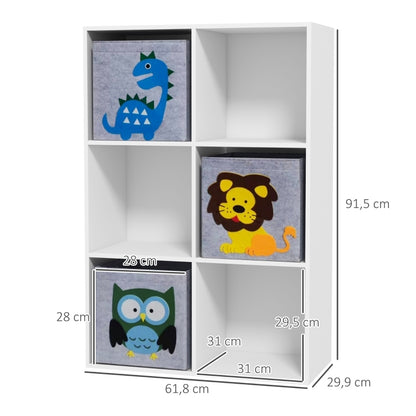 Kinderregal Kinder Bücherregal mit 3 Aufbewahrungsboxen Spielzeugregal Kinderzimmer Regal für Kinderzimmer Weiß+Grau