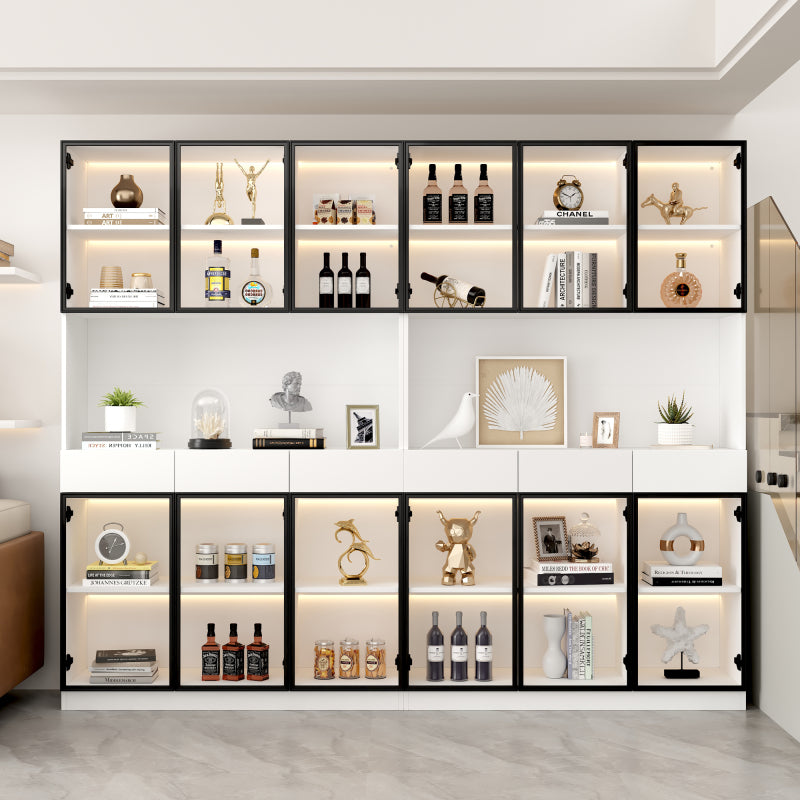 Curio Vitrine mit Licht, 16 Farben Licht, Sammlerstücke Schrank Display Regal, Bücherregal Vitrine für Wohnzimmer, weiß