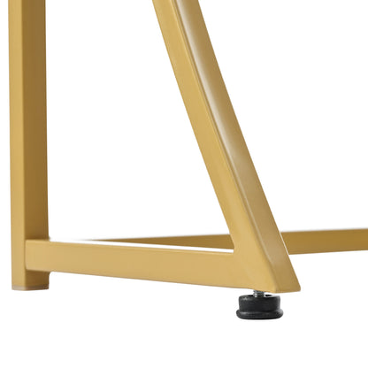 Konsolentisch,Flurtisch mit 2 Schublade ,Leichter Luxus-Stil Beistelltisch, Weiß/Gold