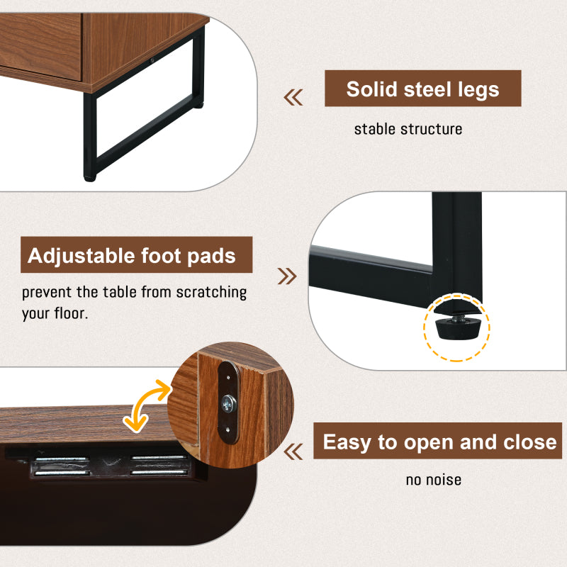Sideboard mit 2 Rattan verzierten Türen und 2 Schubladen Kommode Küchenschrank, Mehrzweckschrank, Highboard mit Metallgriffe, für Schlafzimmer & Wohnräume & Büro