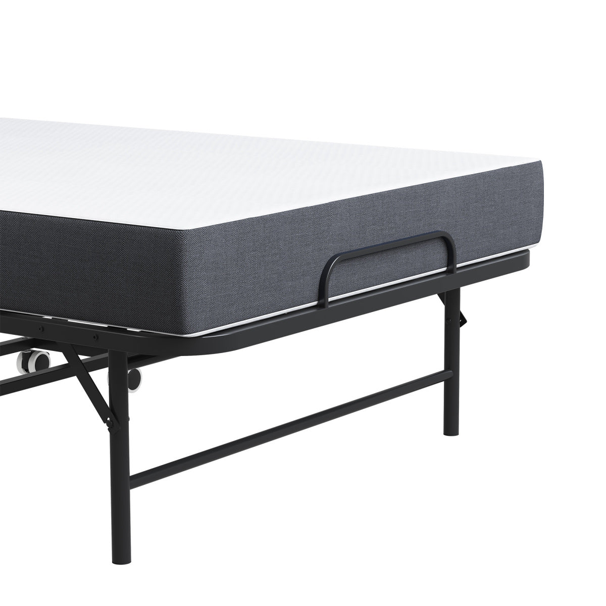 190 × 96 cm Klapp-Twin-Bett mit 9,5 cm Memory-Foam-Matratze, tragbares Gästebett/Rollbett, stabiler Metallrahmen