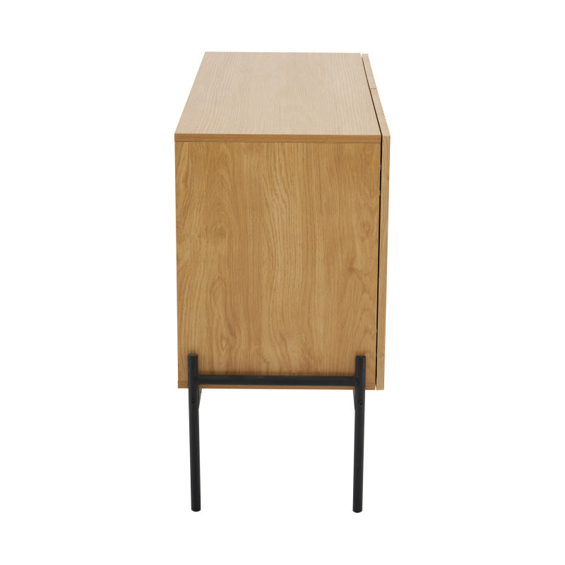 Sideboard mit 2 Türen und Metallbeinen, Buffet, Kommode mit Linien-Design, Maße: H 75 cm / B 100 cm / T 40 cm