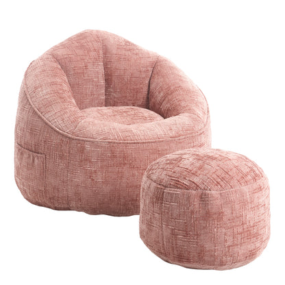 Sitzsack Sofa Stuhl für Erwachsene mit Fußstütze, Rosa