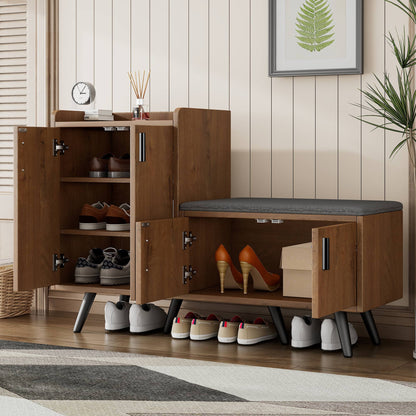 Moderner Schuhbänke mit Holzmaserung, Schuhschrank
