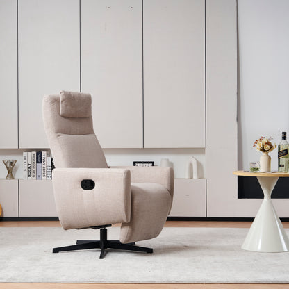 Bequemer Relaxsessel mit Liegefunktion – Chenille Fernsehsessel mit Fußstütze, drehbarer Stillsessel & Loungesessel für Wohnzimmer, modernes Sofa, Grau
