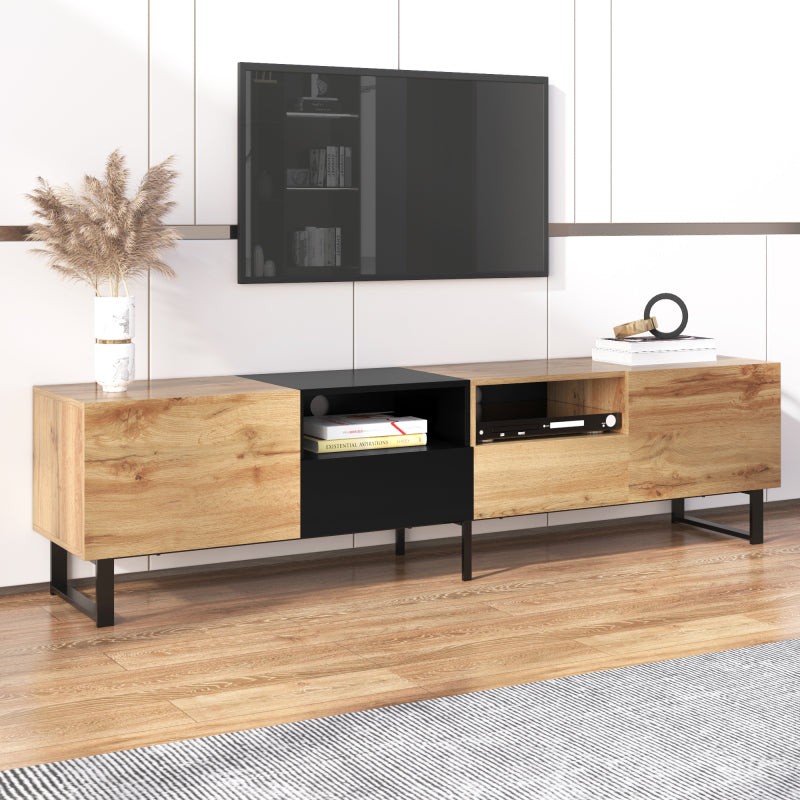 Moderner Couchtisch mit 2 Schubladen – Schwarz-Weiß-Design, Stauraum, Hochglanz-Tischplatte, 100 cm lang