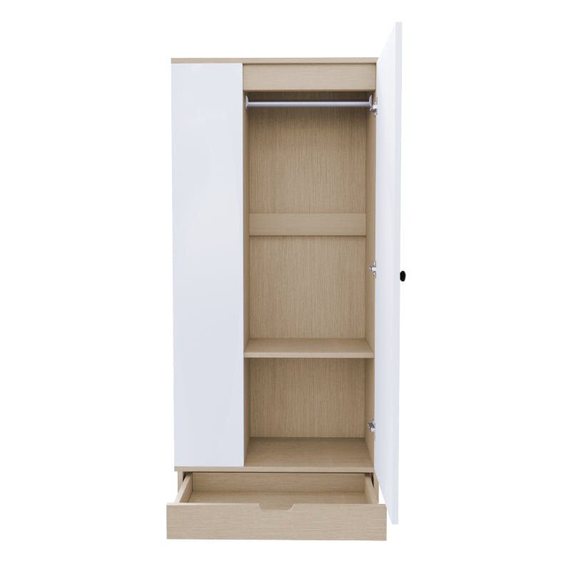 Kleiderschrank 70*40*170cm, eintürige Ausführung, mit Einlegeböden und Schubladen, weiß
