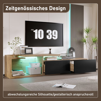 TV-Schrank ausziehbar,  Lowboard Modern mit LED-Beleuchtung