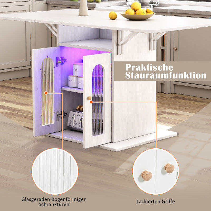 Moderner klappbarer Esstisch mit LED-Beleuchtung und einstellbarer Farbwechselfunktion, Weiß