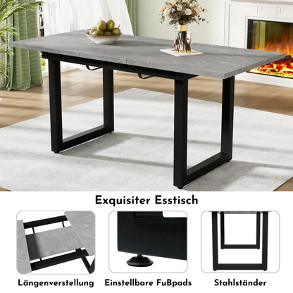 Industriestil multifunktionaler Esstisch, Beton-optik+Schwarz