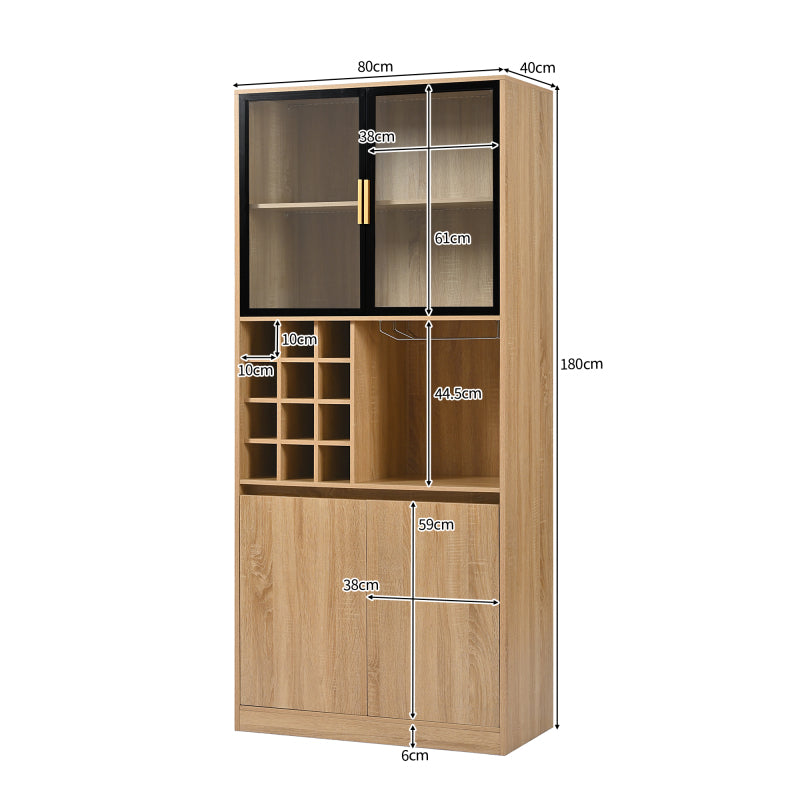 Badezimmerschrank,Spirituosenschrank,Vitrine Vitrinenschrank mit Glastüren und Beleuchtung 180 CM