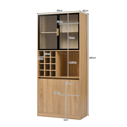 Badezimmerschrank,Spirituosenschrank,Vitrine Vitrinenschrank mit Glastüren und Beleuchtung 180 CM