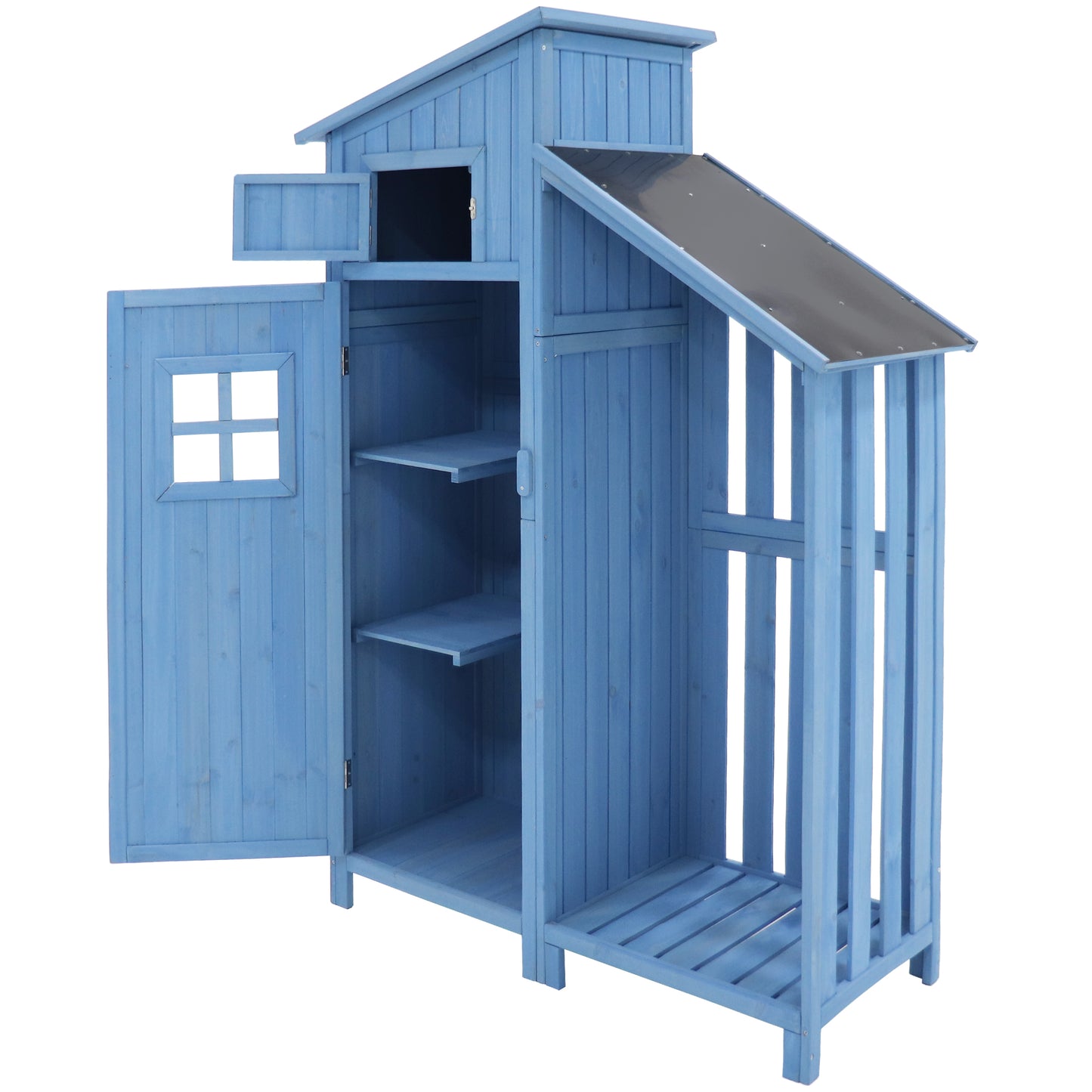 Gerätehaus Gartenschrank Geräteschuppen Geräteschrank, BxT: 124x46 cm,BxTxH:124x46x174cm, auch für kleine Gärten geeignet, Blau, (Holzhütte, 1 St., Gartenhaus)