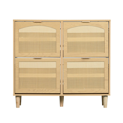 Schuhschrank mit 4 Klappschubladen, Schuhregal für Flur, Schlafzimmer, Wohnung,Holzmöbel, Landhausstil
