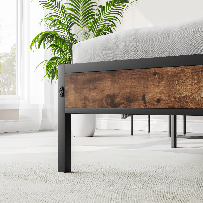 120x200cm Size Bed Frame with Smart LED Lights, Storage Headboard with USB Charging Station, Heavy Duty Metal Slats Support Platform, Noise Free, Easy Assembly, No Box Spring Needed