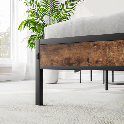 120x200cm Size Bed Frame with Smart LED Lights, Storage Headboard with USB Charging Station, Heavy Duty Metal Slats Support Platform, Noise Free, Easy Assembly, No Box Spring Needed