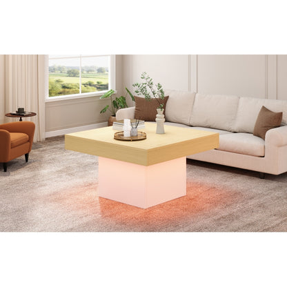 Kreativer LED-Couchtisch in Pilzform, 70x70x40 cm – Stilvoller, quadratischer Beistelltisch, 30 kg Tragkraft, modernes Design für Wohnzimmer