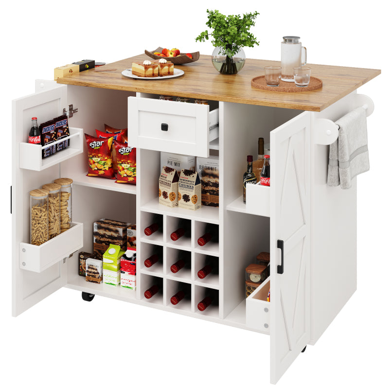 Moderne Kücheninsel, Küchenschrank, buffetschrank, Speisewagen mit Holzmaserung, buffetschrank, Multifunktionale Esstisch mit Speicherraum, Speisewagen mit Snackregalen und Stretchfunktionsschränken