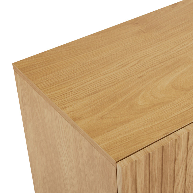 Sideboard mit 2 Türen und Metallbeinen, Buffet, Kommode mit Linien-Design, Maße: H 75 cm / B 100 cm / T 40 cm
