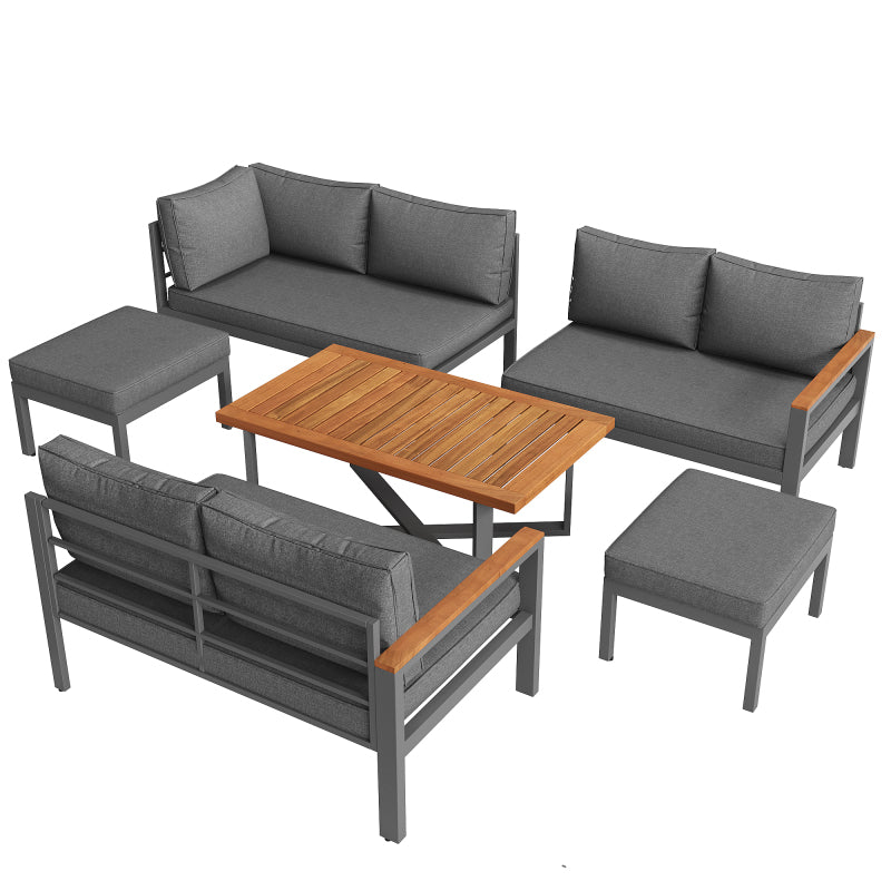 Gartenlounge-Set für 7-8 Personen, Gartenmöbel, Gartenmöbel Set für Garten, Balkon, Terrasse, wetterfest Sitzgruppe Essgruppe, Moderne Gartengarnitur,Gartenmöbelset mit Gestell aus verzinktem Eisen