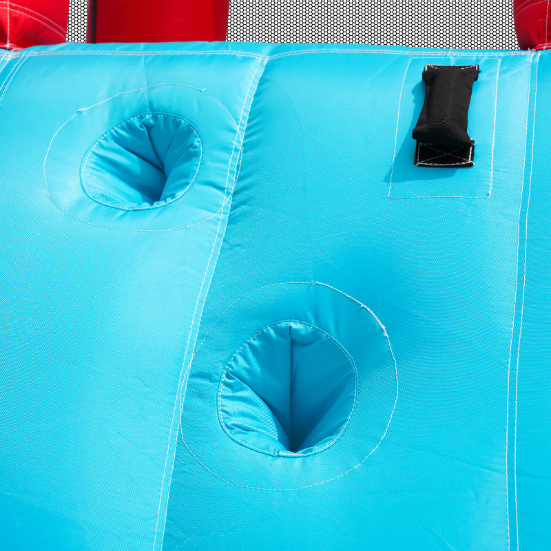 [Ganzjähriger Spielspaß] Hüpfburg mit Gebläse Multifunktionaler Wasserpark+Trampolinpark für Kinder, Inklusive 450W-Gebläse