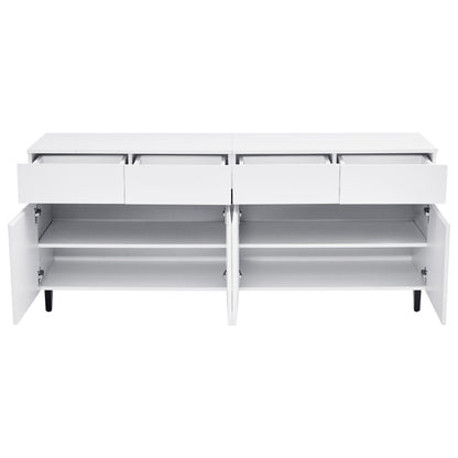 Hochglanz Sideboard, Kommoden,Highboard, Schubladenkommoden mit 4 Schubladen2 Türen und höhenverstellbaren Regalböden, weiß
