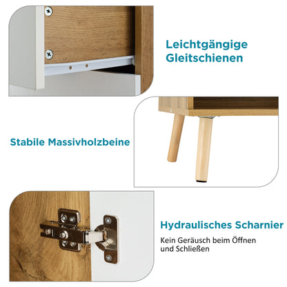Multifunktionales Garderobenset aus Holz mit Spiegel, Schuhbank, Schuhschrank, Schublade, Regal und Kleiderhaken – Modernes Design mit hydraulischen Scharnieren und praktischem Stauraum