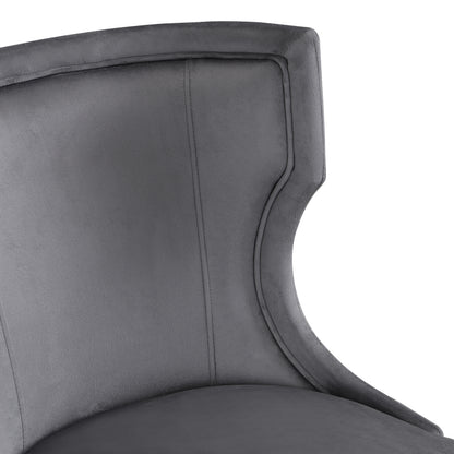 Esszimmerstuhl aus Samt, 4er-Set mit Beinen aus Massivholz, dickes Kissen, Grau