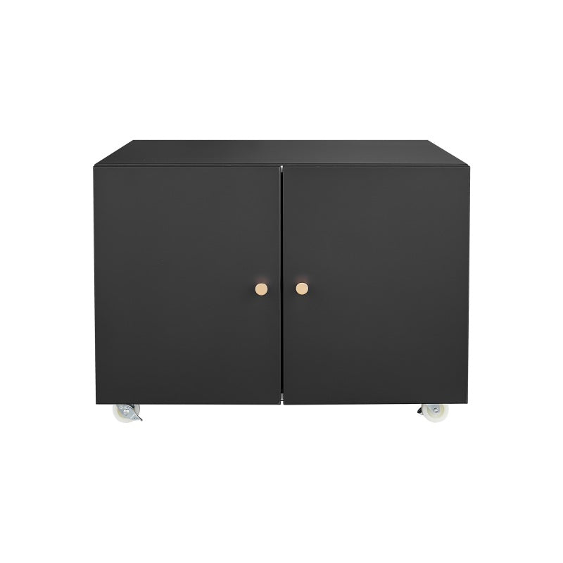 Metal Printer Stand with Storage Mobile Printer Tables for Small Spaces with Door Adjustable Shelf File Cabinet on Wheels for Home Office (Black)