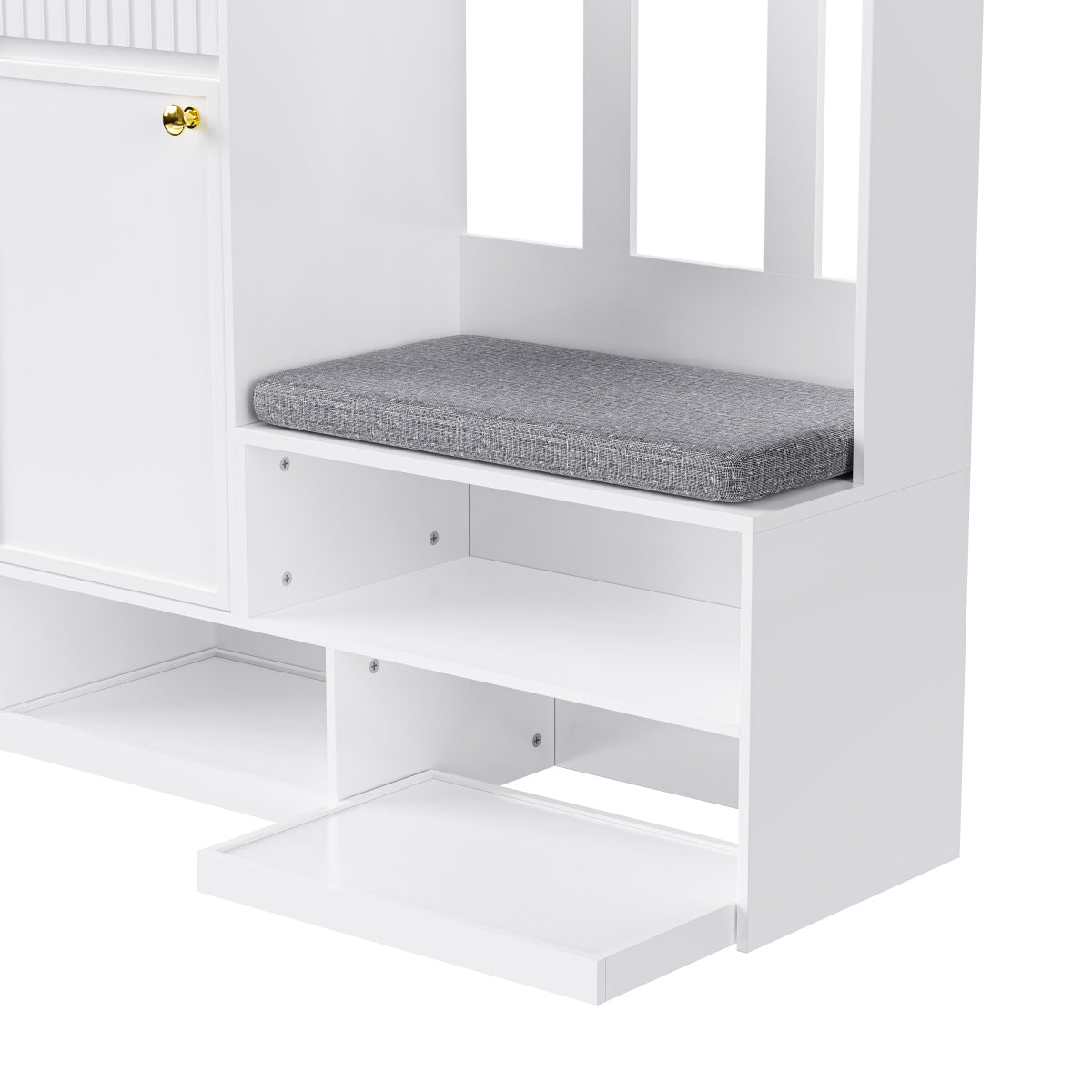Garderoben-Set mit Sitzbank, Schubladen & Lochwand, Flurgarderobe 6-in-1, MDF, Weiß, 100x180x35 cm