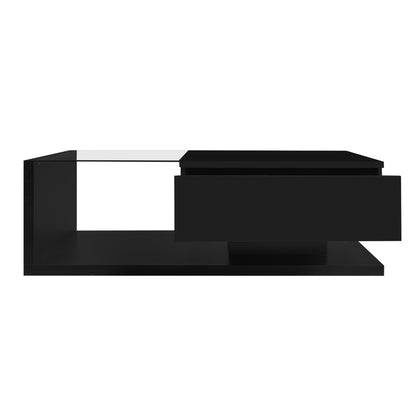 Couchtisch, Hochglanzschwarz. Beistelltische, Couchtische mit Glas und LED-Effekt