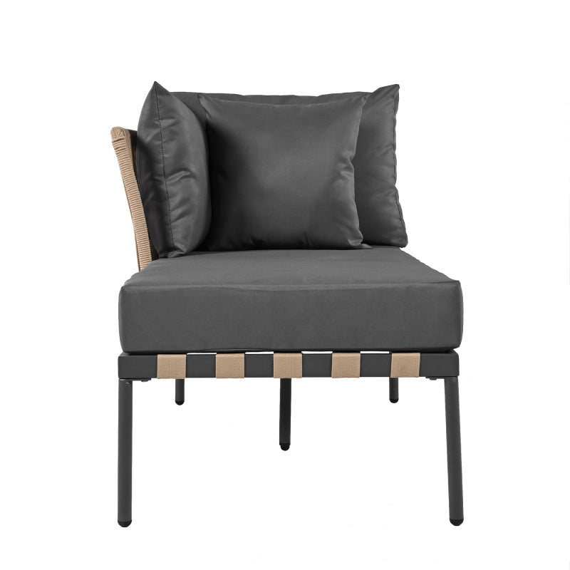 Gartensofa, Outdoor Loungesessel, Abnehmbarer und Modularer Garten Loungesessel, Balkonmöbel-Set, Loungemöbel, Terrassenmöbel mit 4 Kissen, Couchtisch mit Abnehmbaren und Waschbaren Kissen, Grau