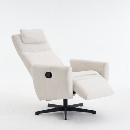 Bequemer Relaxsessel mit Liegefunktion – Chenille Fernsehsessel mit Fußstütze, drehbarer Stillsessel & Loungesessel für Wohnzimmer, modernes Sofa, Beige