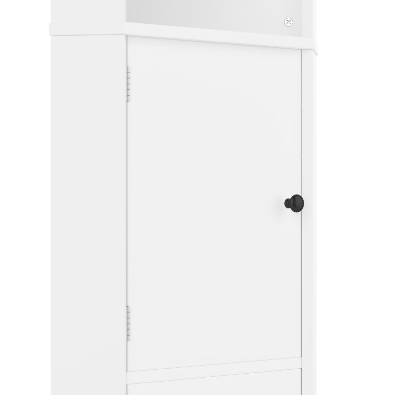 Dreieckiger Badezimmerschrank, feuchtigkeitsbeständiger Lack, zwei offene Ablagefächer, zwei Schranktüren, verstellbare Trennwände, einfache Form, weiß