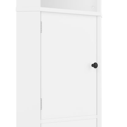 Dreieckiger Badezimmerschrank, feuchtigkeitsbeständiger Lack, zwei offene Ablagefächer, zwei Schranktüren, verstellbare Trennwände, einfache Form, weiß