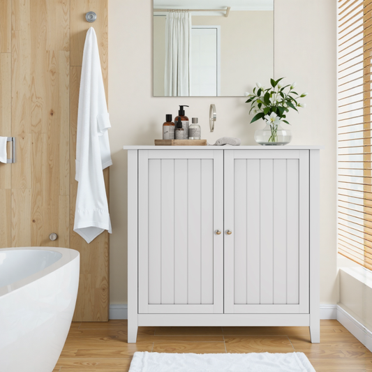 Badezimmer-Bodenschrank, moderner Aufbewahrungsschrank für Wohnzimmer, Badezimmer und Schlafzimmer, Weiß