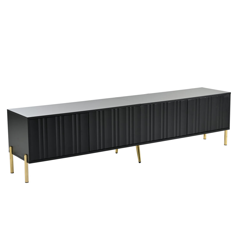 Schwarzes TV-Schrank, 190 cm(L) x 38 cm(W) x 48 cm(H), goldene Tischbeine