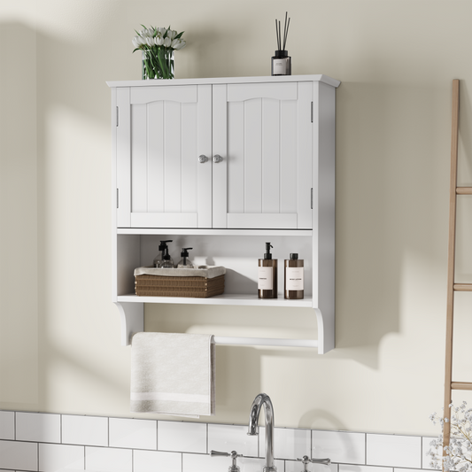 Badezimmer Wandschrank mit Handtuchhalter, Weiß