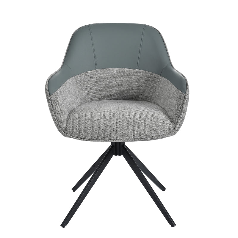 2 Drehbare Stühle mit Kunstleder-Stoff-Kombination, perfekt für Küche und Esszimmer, Grau