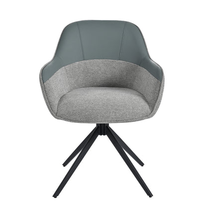 2 Drehbare Stühle mit Kunstleder-Stoff-Kombination, perfekt für Küche und Esszimmer, Grau