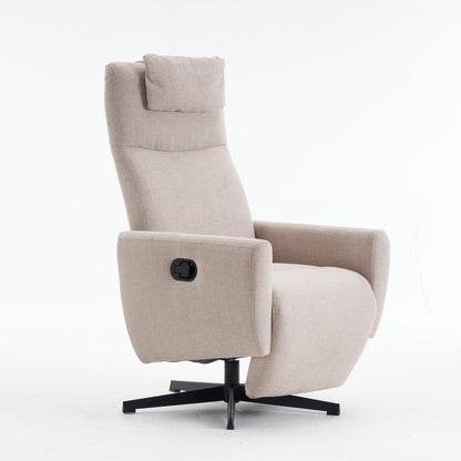 Bequemer Relaxsessel mit Liegefunktion – Chenille Fernsehsessel mit Fußstütze, drehbarer Stillsessel & Loungesessel für Wohnzimmer, modernes Sofa, Grau